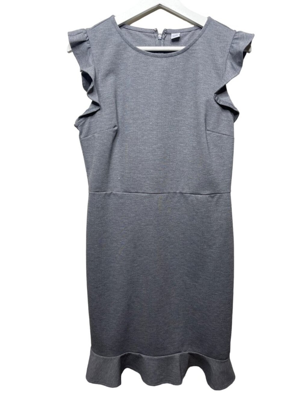 Old Navy Women's Medium Gray Sheath Dress Stretch Ruffle Sleeve Career